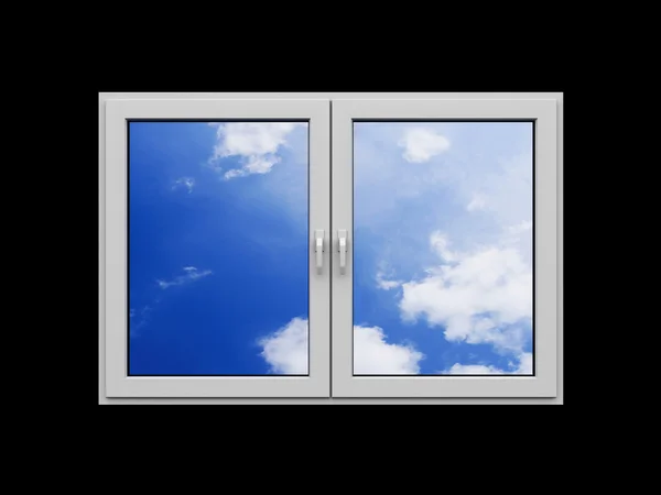 Fönster med moln — Stockfoto