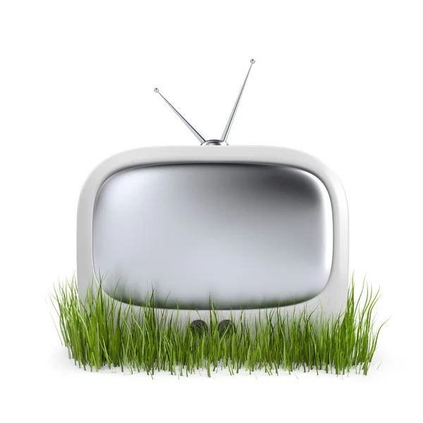 Televisión en la hierba — Foto de Stock