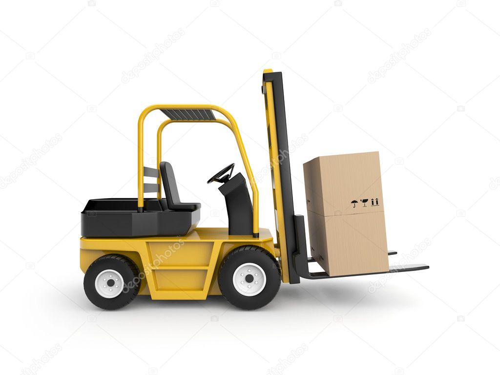 Forklift with cardboard box — Stock Photo © 6449307
