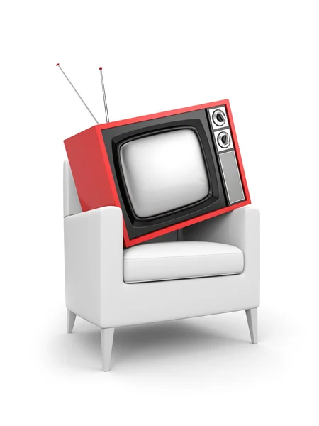 TV w fotelu — Zdjęcie stockowe