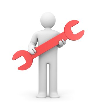 Person hold spanner clipart