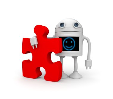 Robot with puzzle clipart