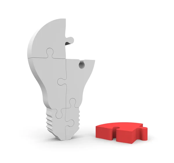 Lightbulb of the puzzle. Lost main part — Stock Photo, Image