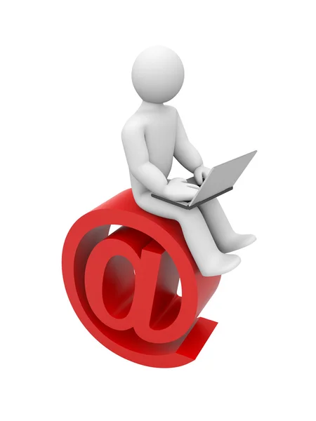 Πρόσωπο να διαβάσετε μηνύματα ηλεκτρονικού ταχυδρομείου ή να σερφάρετε στο Διαδίκτυο — Φωτογραφία Αρχείου