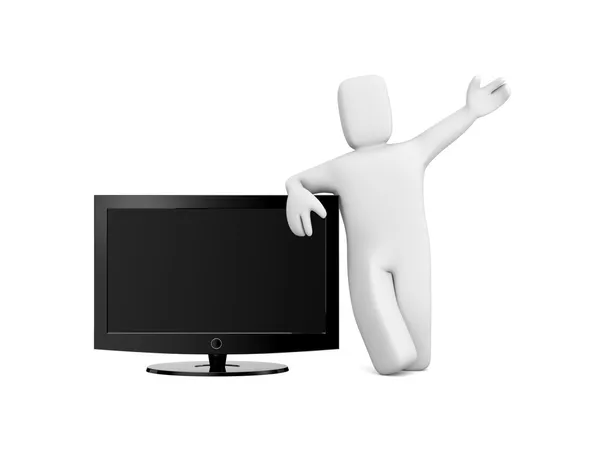 Людина продаж телевізор — стокове фото