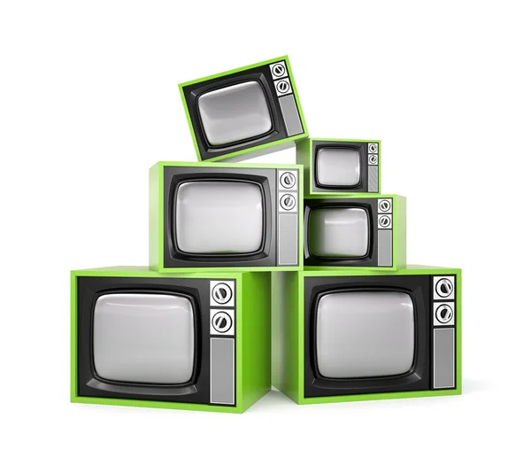 Haufen Retro-Fernseher — Stockfoto