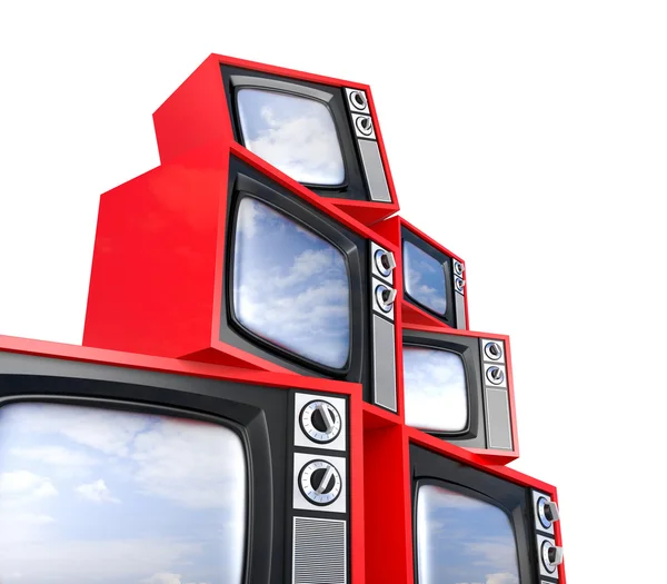 Kupie retro tv z niebo odbicie — Zdjęcie stockowe