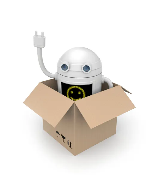 Robot da scatola di cartone — Foto Stock