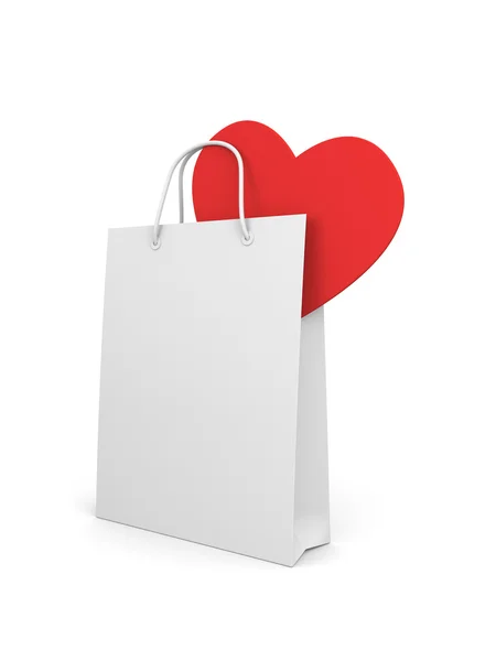 Shopping bag with heart — Stock Photo, Image