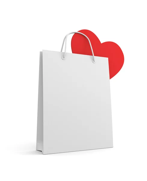 Kalp ile alışveriş çantası — Stok fotoğraf