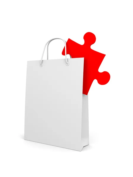 Shopping bag with puzzle — Stock Photo, Image