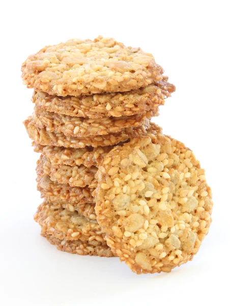 Whole grain biscuits on white background — Stock Photo, Image