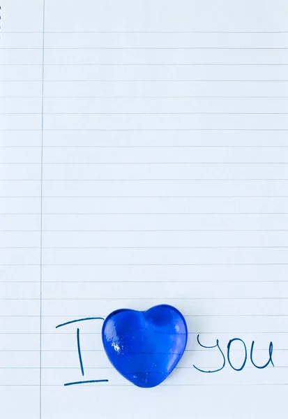 Blauwe glazen hart — Stockfoto