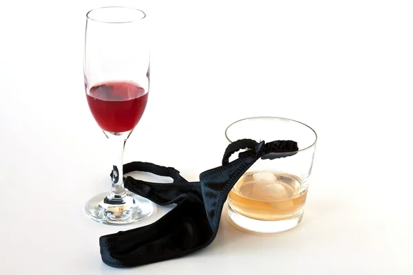 Women's thong to glasses — Stock Photo, Image