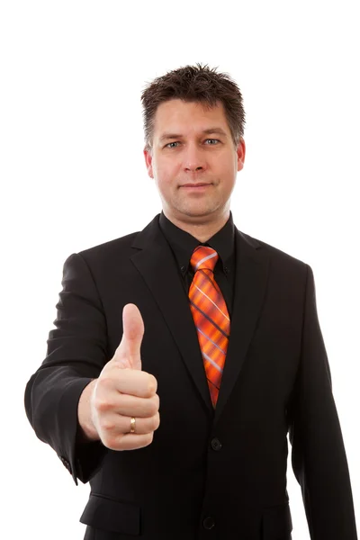 Businessman is pleased, thumbs up — Stock Photo, Image