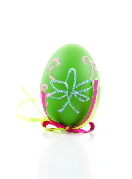 Zelená zdobená velikonoční vajíčko — Stock fotografie