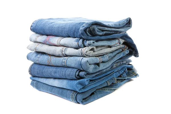 Mucchio di jeans blu — Foto Stock