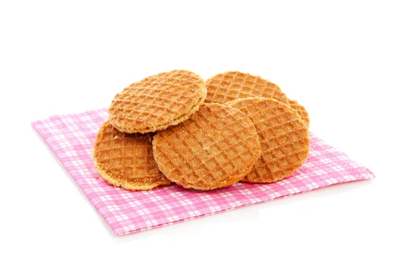 Soubory cookie s sirupem, typické holandské stroopwafels — Stock fotografie