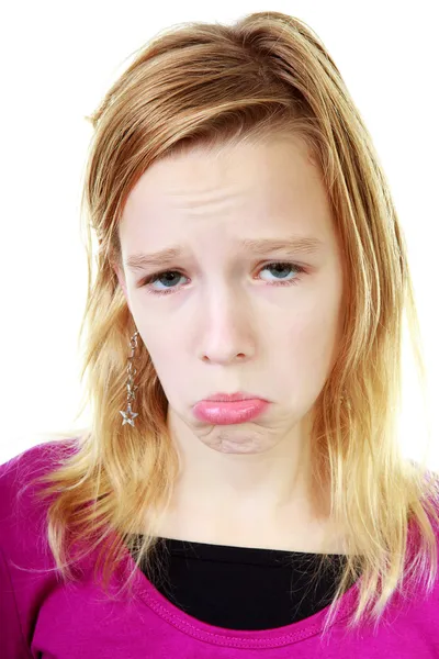Girl makes sad face — Stock Photo, Image