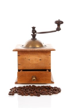 Old wooden coffee grinder clipart