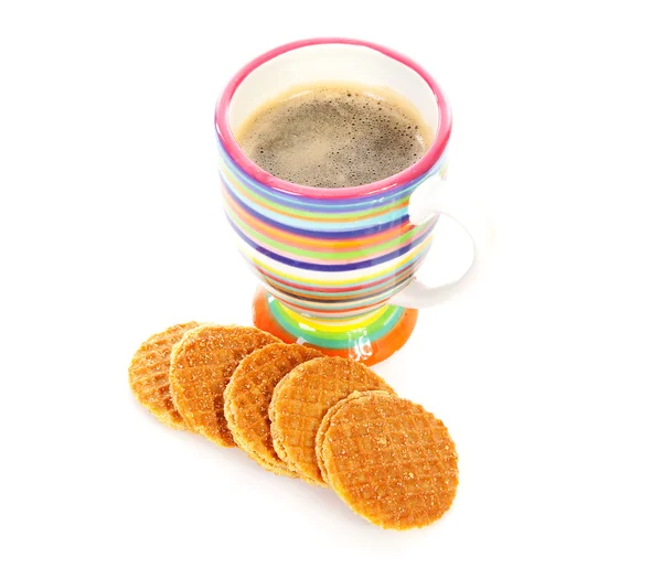 喝杯咖啡和糖浆饼干 — 图库照片