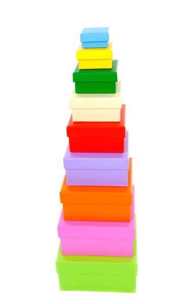 Staplade färgglada förpackningar lådor — Stockfoto
