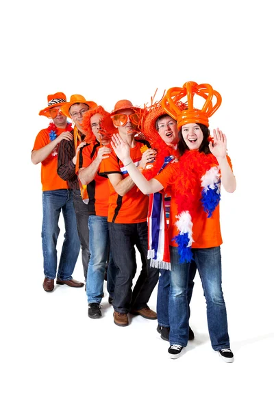 Grupp av holländska fotbollsfans — Stockfoto
