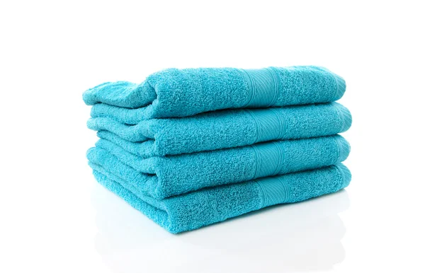 Stapel van blauwe handdoeken — Stockfoto