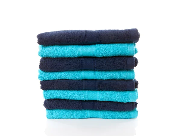 Stapel van blauwe handdoeken — Stockfoto