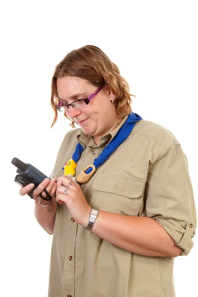 Dutch female scout with gps navigation — Stock Photo, Image