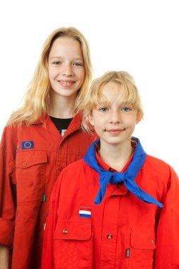 Two Dutch scout girls clipart