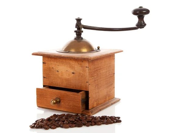stock image Old wooden coffee grinder