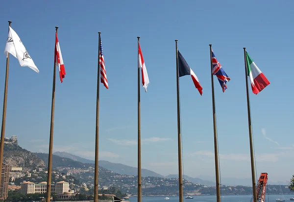 Couple of european flags in Monte Carlo — Stock Photo, Image