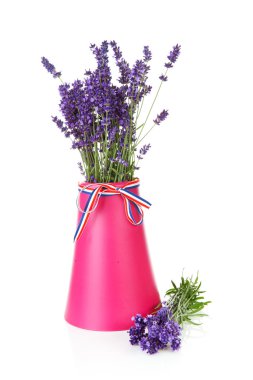 Bouquet of picked lavender in vase clipart