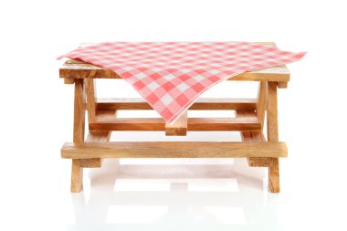 Empty picnic table with tablecloth clipart