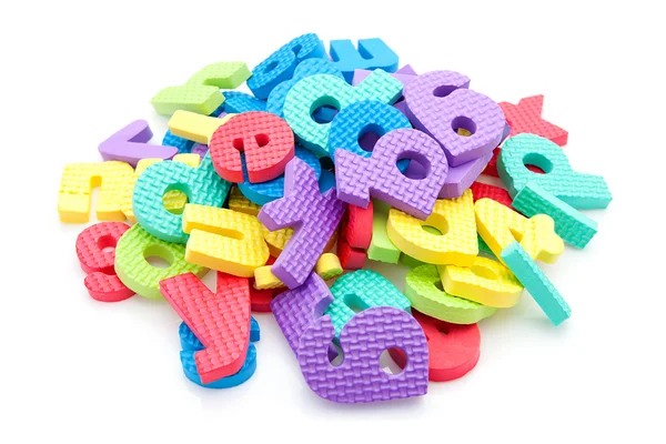 Stapel van kleurrijke schuim brieven — Stockfoto