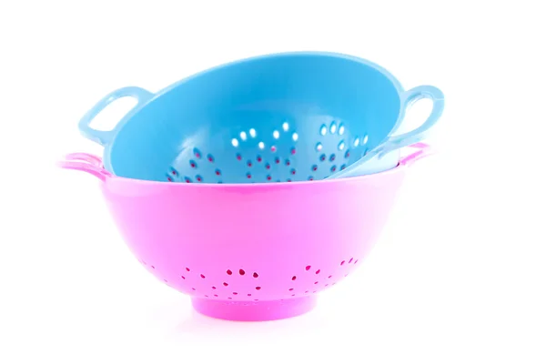 Two empty colorful colander — Stock Photo, Image