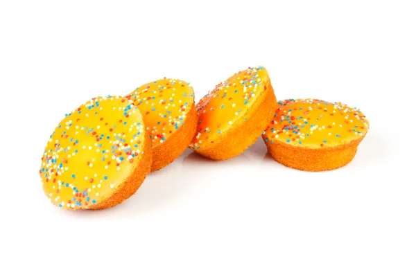 네덜란드 축구에 대 한 4 개의 오렌지 케이크 쿠키 — 스톡 사진