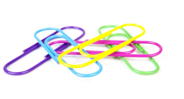 Five colorful paperclips — Stock Photo, Image