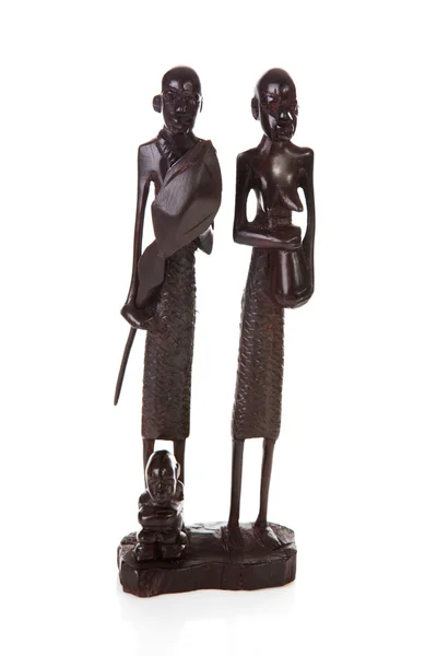 非洲雕刻，乌木马赛家庭 — 图库照片