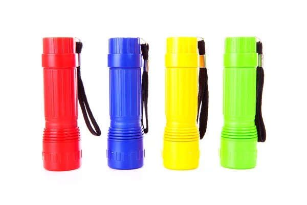 Four colorful flashlights — Stock Photo, Image