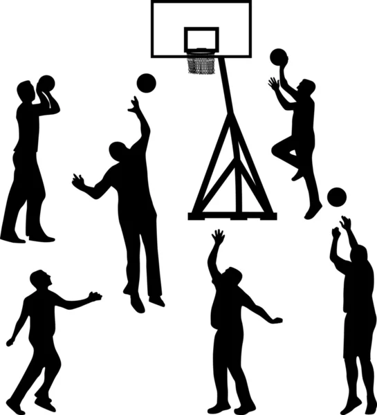 Silhouette giocatore di basket, vettore — Vettoriale Stock