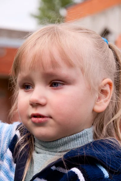 stock image Portrait of little girl close up in the nature