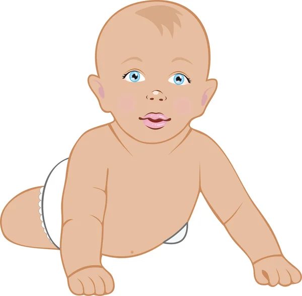 Baby crawling, isolated on white — Stock Vector