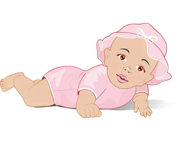 彼女の胃に横たわる女の赤ちゃん — ストックベクタ