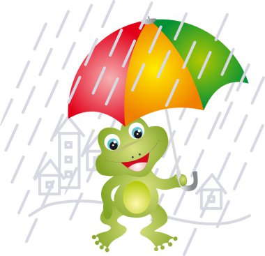 Frog under umbrella clipart