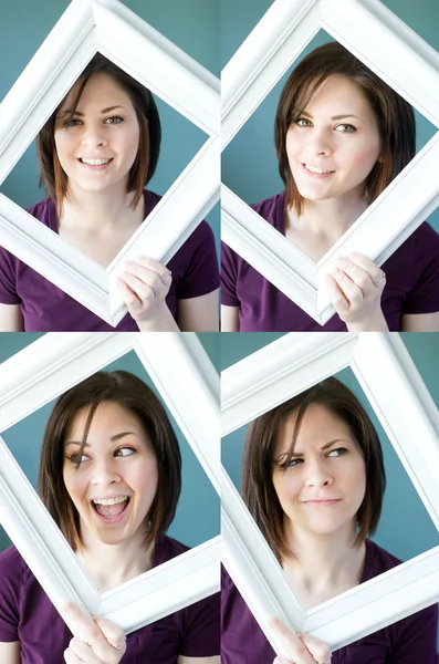 Young womans framed expressions — Stock Photo, Image