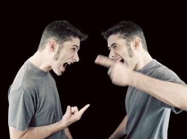 Man fighting with himself clipart