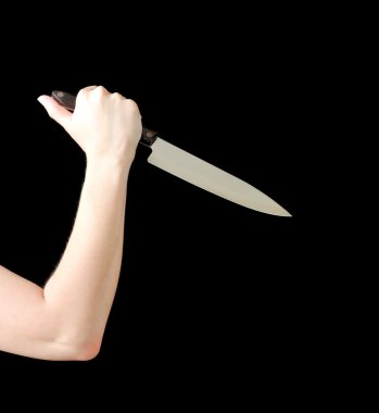 Woman holding knife clipart