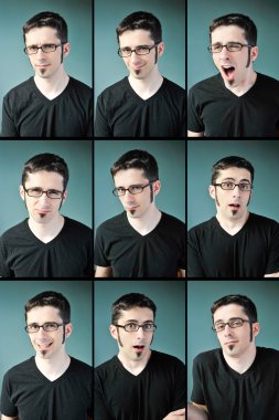 Young man expressions clipart